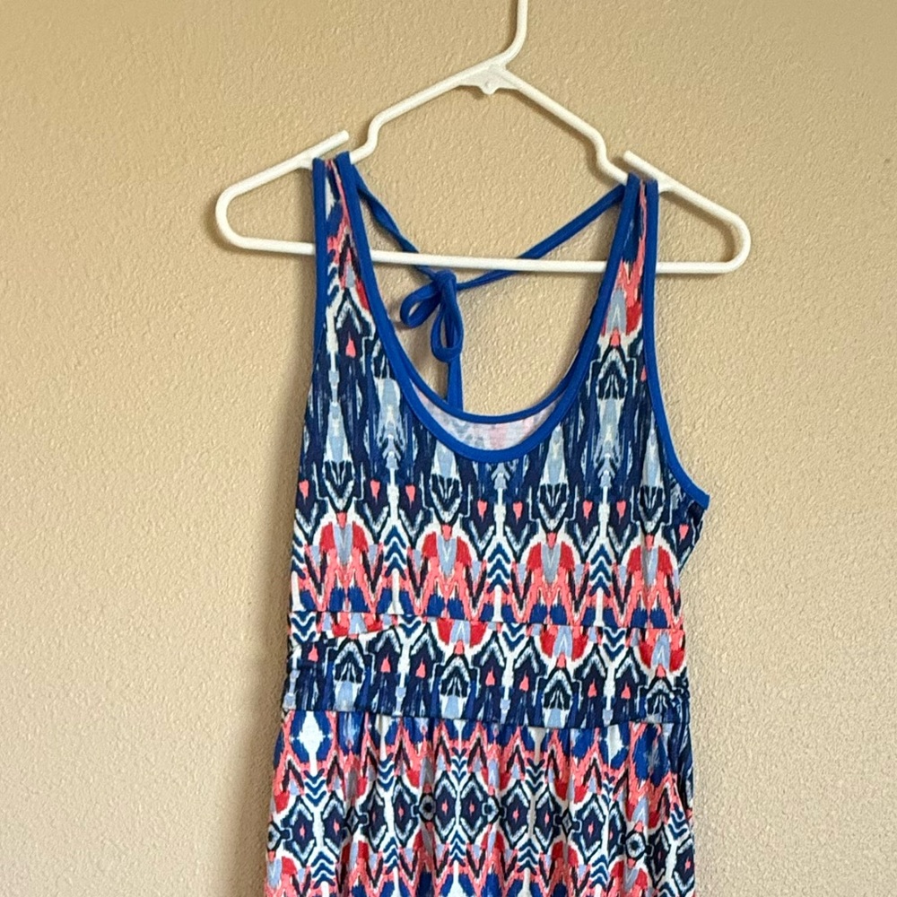 Mountain Hardwear Blue and Pink Patterned long maxi dress